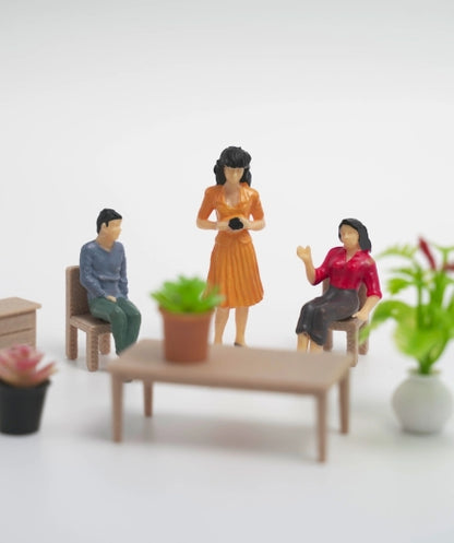 1:24 Scale Modern Miniature Furniture Set (6-Piece) | Table, Chairs & Cabinet for Dollhouse & Diorama