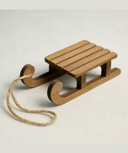 Small Wooden Sled | Handcrafted Mini Decorative Snow Sled for Dioramas, Crafts & Christmas Decor